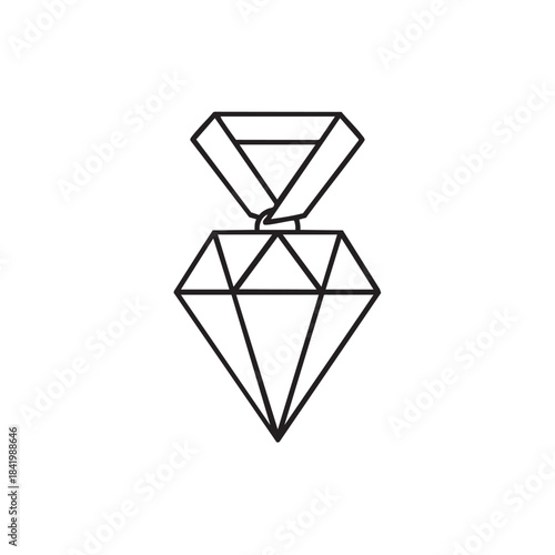 Elegant Hand-Drawn Diamond Illustration with Geometric Detailing.