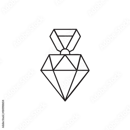 Elegant Diamond Pendant Illustration with Geometric Design.