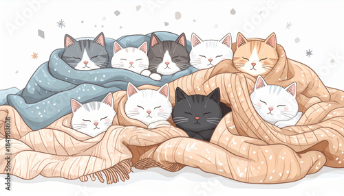 Soft Crayon Cat in Blanket Doodles for Pet Adoption Flyer