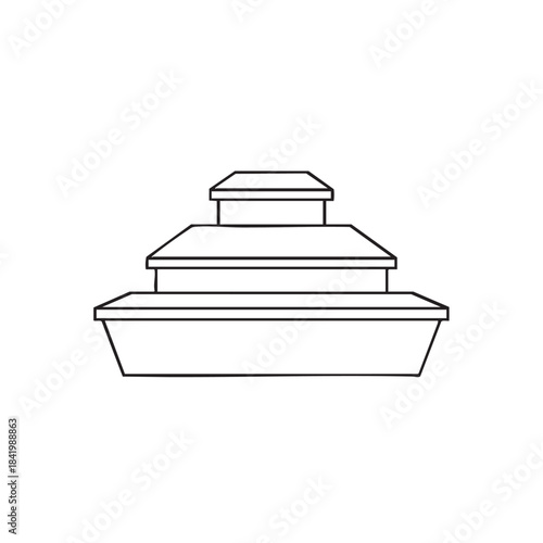 Simple Line Drawing of a Modern Cruise Ship or Yacht with Multiple Decks.