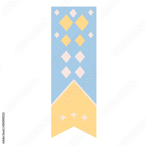 Pastel blue and yellow vertical banner featuring repeating diamond shapes, designed as a clean geometric decorative flat vector for creative design applications.
