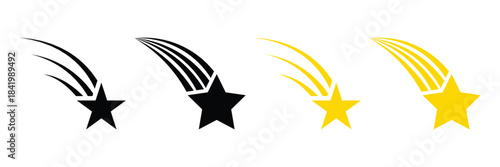 Falling star icon. Gold shooting star. Icon of shooting star. Abstract silhouette of shooting star. EPS 10