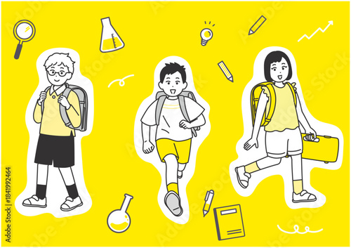 元気な小学生のイメージイラストセット