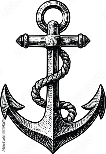 anchor vector hand drawn illustration