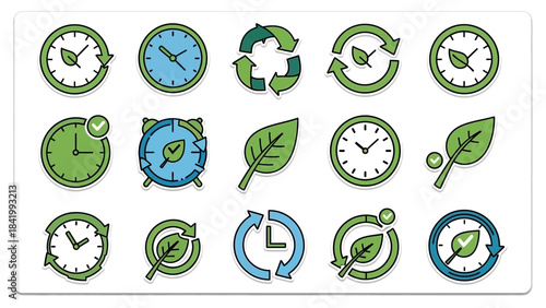 Eco-Friendly Time Management Sustainable Clock Icons
