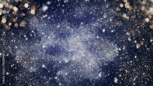 Abstract glittering particle effects over dark blue background for artistic designs