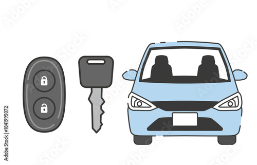 スマートキーと車のイラスト