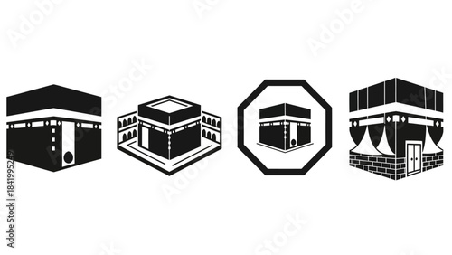 Islamic architecture graphic set black and white building icons vector design