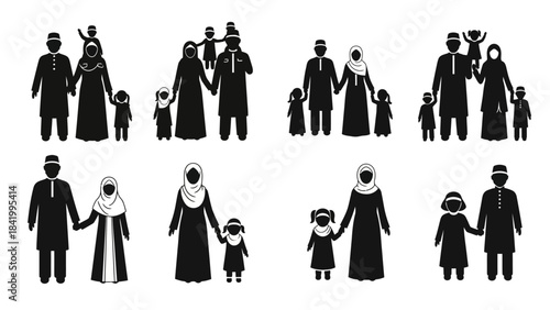 Family silhouettes holding hands representing unity support and togetherness