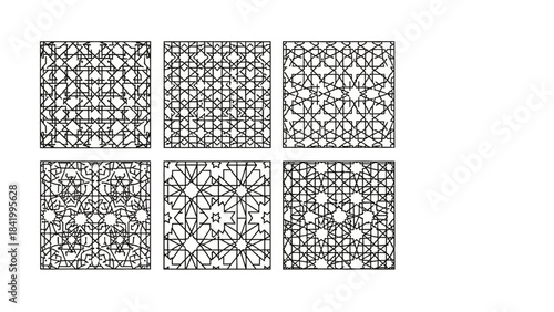 Geometric pattern set black and white design decorative elements