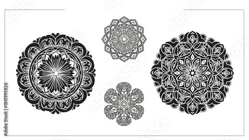 Wallpaper Mural Intricate mandala designs in black and white isolated on a clean white background Torontodigital.ca