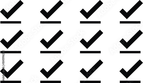 Minimalist check mark pattern, bold tick icons, seamless checklist background, approval symbol design, repeated verification marks for business, productivity, confirmation themes