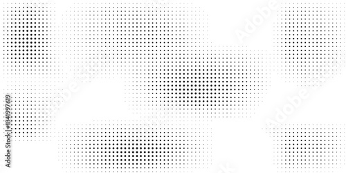 Dotted gradient vector illustration, white and black halftone background, horizontal seamless dotted lines, monochrome dots texture backdrop, retro effect. modern