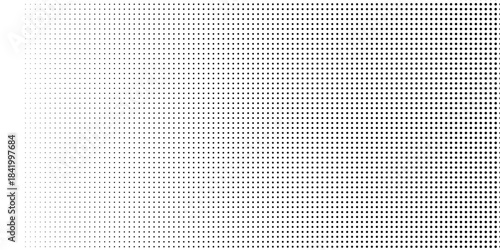 Dotted gradient vector illustration, white and black halftone background, horizontal seamless dotted lines, monochrome dots texture backdrop, retro effect. modern
