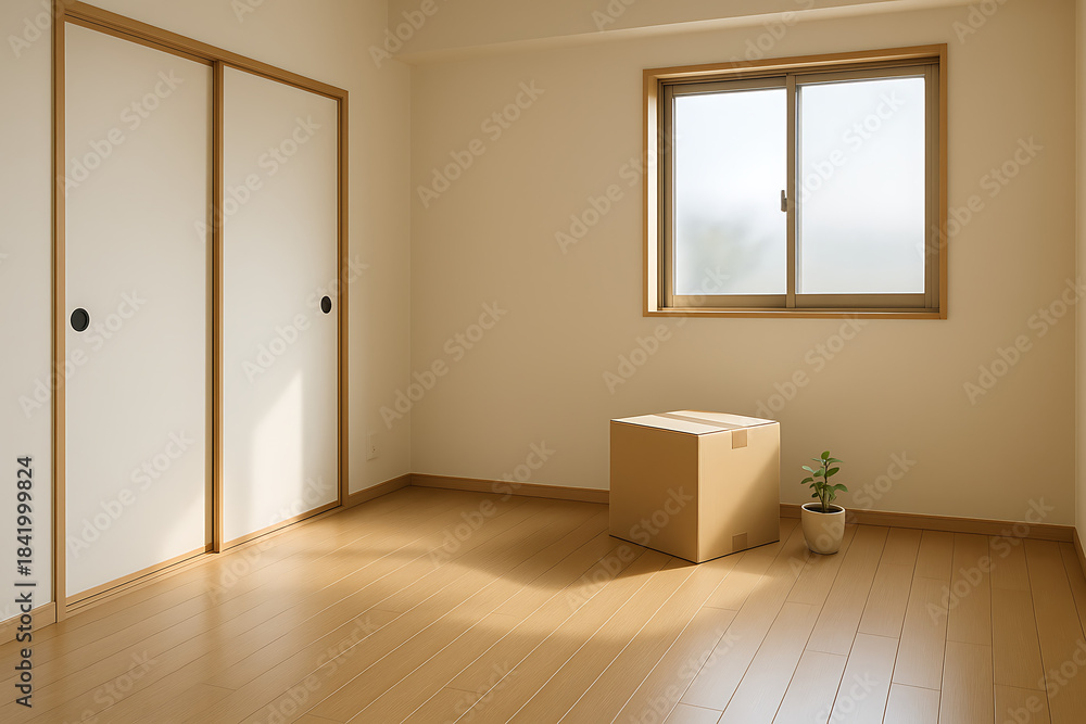 Fototapeta premium 別れの光が差し込む空室｜Quiet Apartment Room Before Moving Out