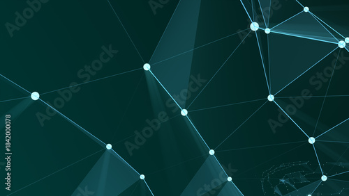 Connected white lines with dots. Concept of the science, connection, chemistry, biology, medicine, technology.