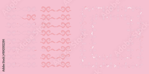Pale pink background with a repeating floral and cross pattern border