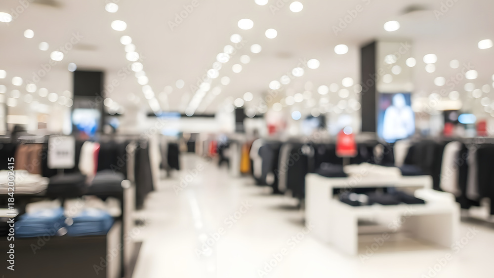 Fototapeta premium Blurred Department Store Interior Background with Bokeh Lights