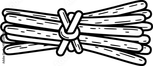 Bread Sticks Tied Together Simple Line Art Vector Set
