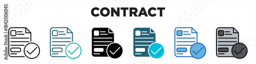 Contract Single Icon Pack Multistyle Editable Stroke