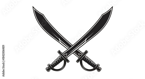 Crossed Cutlasses or Pirate Swords Icon Vector: Naval or Historical Weapon Symbol.