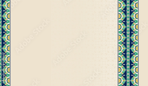 Green border for Ramadan Kareem Eid Mubarak. Arabesque Islamic wedding invitation card background with border.