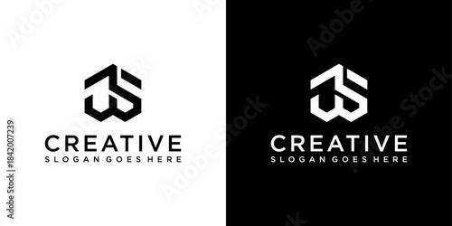 JS or SJ initial letter logo design vector
