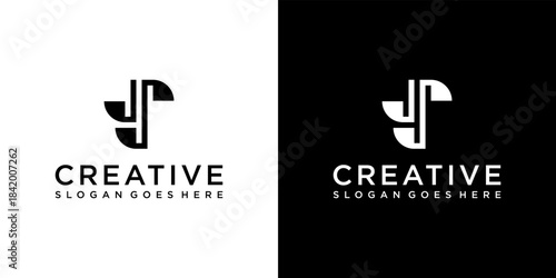 JS or SJ initial letter logo design vector