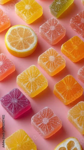 Fruit Slice Shaped Gummies in Citrus Tones for Confectionery Branding and Food Styling