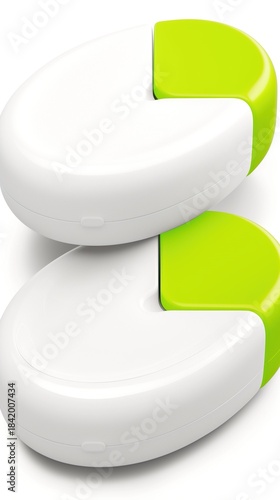 Modern White and Green Containers for Storage or Organization, Minimalist Design