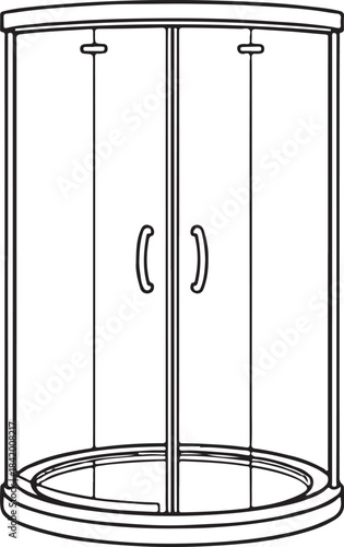 Modern curved glass shower enclosure with double doors