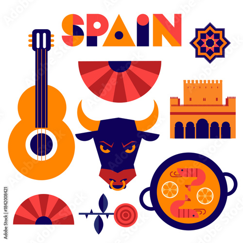 set of andalusian vector icons and symbols