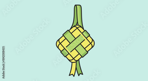 Ketupat Food Icon Vector Illustration Islamic Tradition