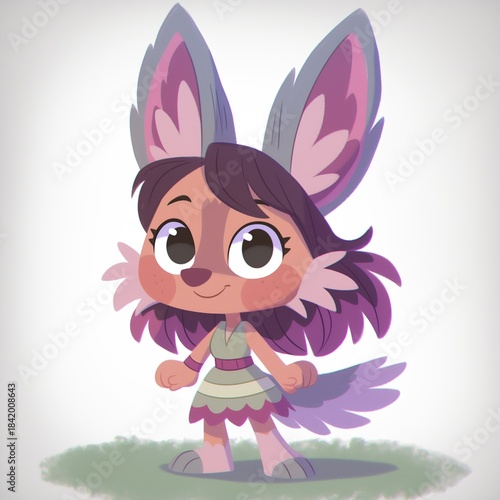 Cartoon Girl with Fox Ears