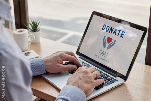 Donation or fundraising concep, donate to charity. Give help by sending money to non-profit or charity organizations.