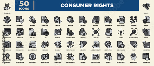 Consumer Rights Icon Set Editable Stroke Black Grey