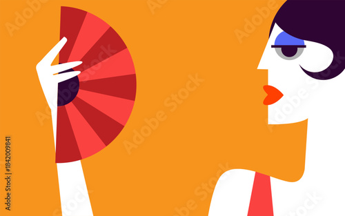 yellow flamenco vector background with woman