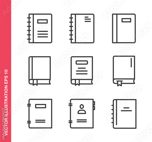 Book icon. Outline icons collection. Editable stroke.