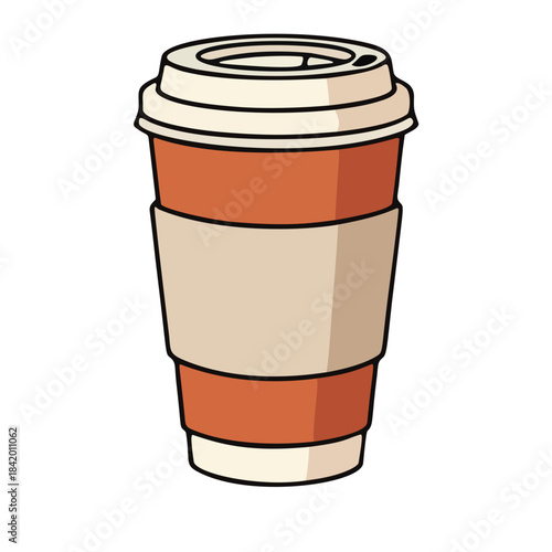 Cartoon Disposable Coffee Cup Illustration White Background