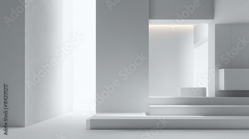 Wallpaper Mural Modern Minimalist Interior with Rectangular Luminous Structure and White Platform
 Torontodigital.ca