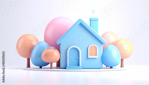 Wallpaper Mural House 3d icon representing real estate and property business design Torontodigital.ca