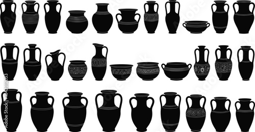 Black Silhouette Collection of Many Different Species of Spiders in Various Poses and Shapes, Isolated Vector Illustration Set for Halloween, Insects, and Phobia Concepts