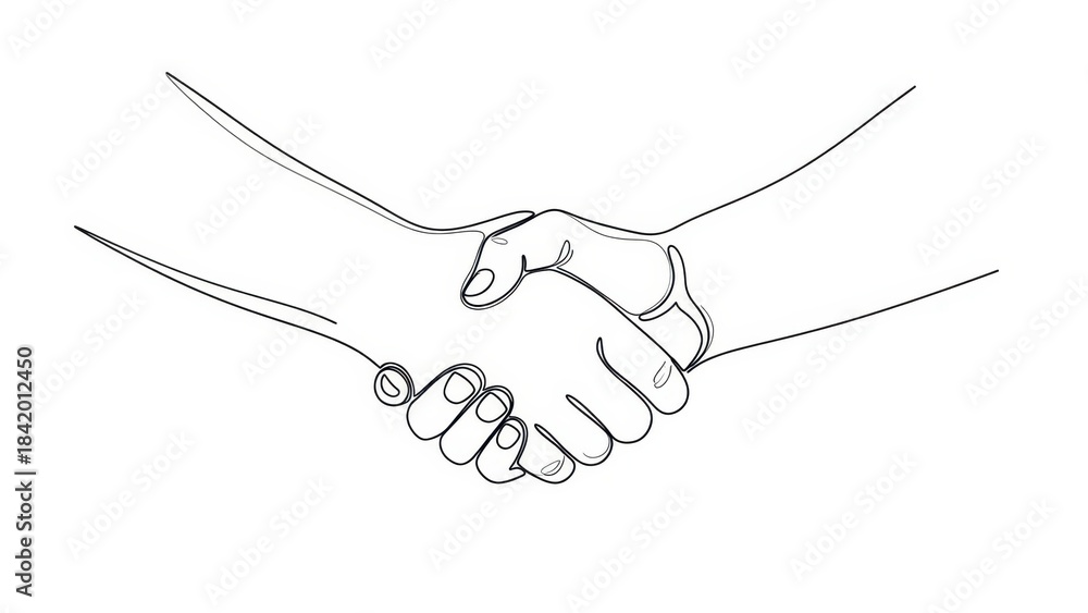 Fototapeta premium Continuous line drawing illustration representing collaboration and unity gesture