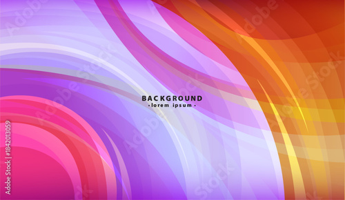 Abstract design with purple and orange curved bands. Suitable for backgrounds, prints, or digital artwork needing vibrant colors and modern aesthetic.