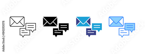 Message icon set multiple style collection
