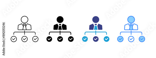 Management icon set multiple style collection