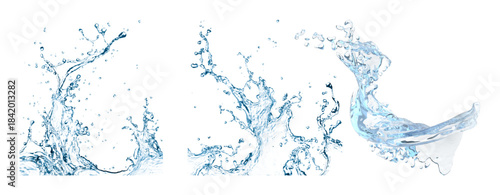 Set of Refreshing Blue Liquid Splash Design