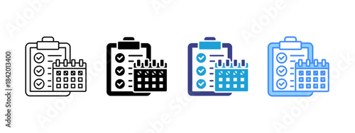 Schedule icon set multiple style collection