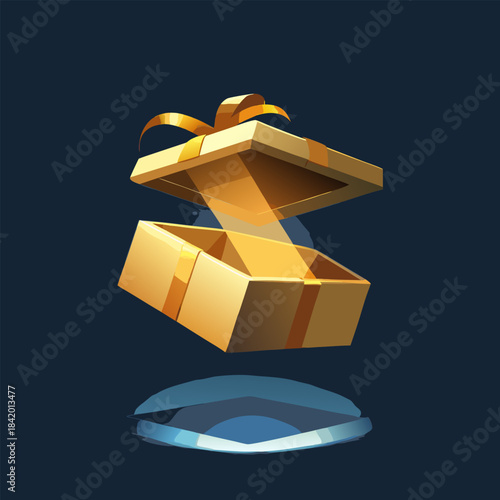 Luxury Red Empty Gift Box with Ribbon Decoration with vector illustration