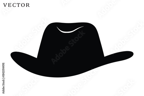 Cowboy hat silhouette vector, Cowboy hat icon, Cowgirl Hat Silhouette, Hat black silhouette. vector illustration